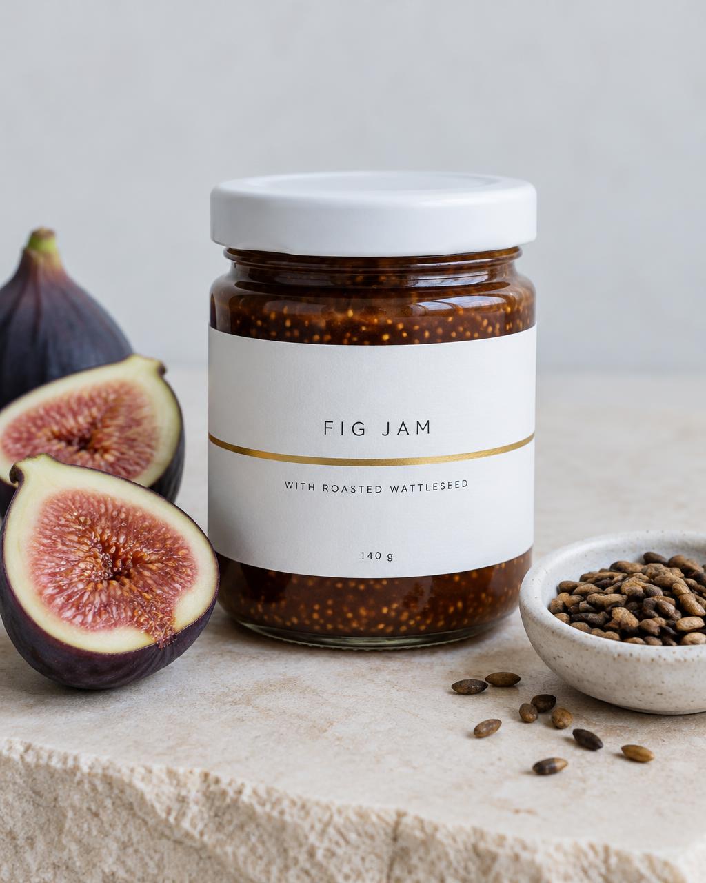 A jar of Fig & Wattleseed jam